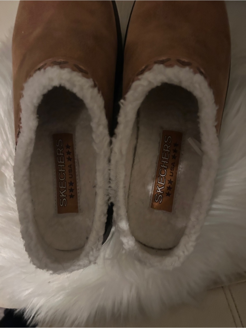 Skechers Women’s Chestnut Faux-Shearling Slip-On Slippers